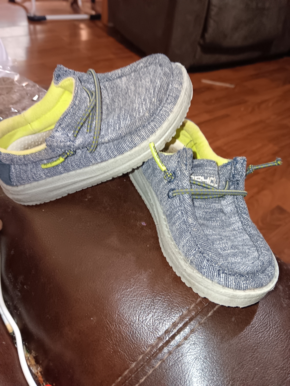 Infant Hey Dudes in Heather Grey with Lime Lining